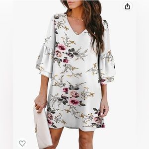 White floral Mini a-line dress